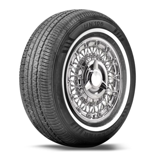 Travelstar UN106 195/75R14 92S 18mm Whitewall All-Season Tire - Classic Style for Passenger Cars
